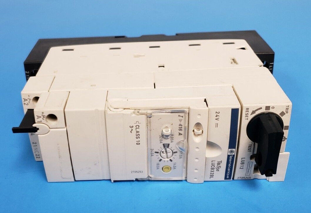 NEW TELEMECANIQUE LUB12 MOTOR STARTER W/ LUCB32L CONTROL UNIT & LU9BN11 BLOCK