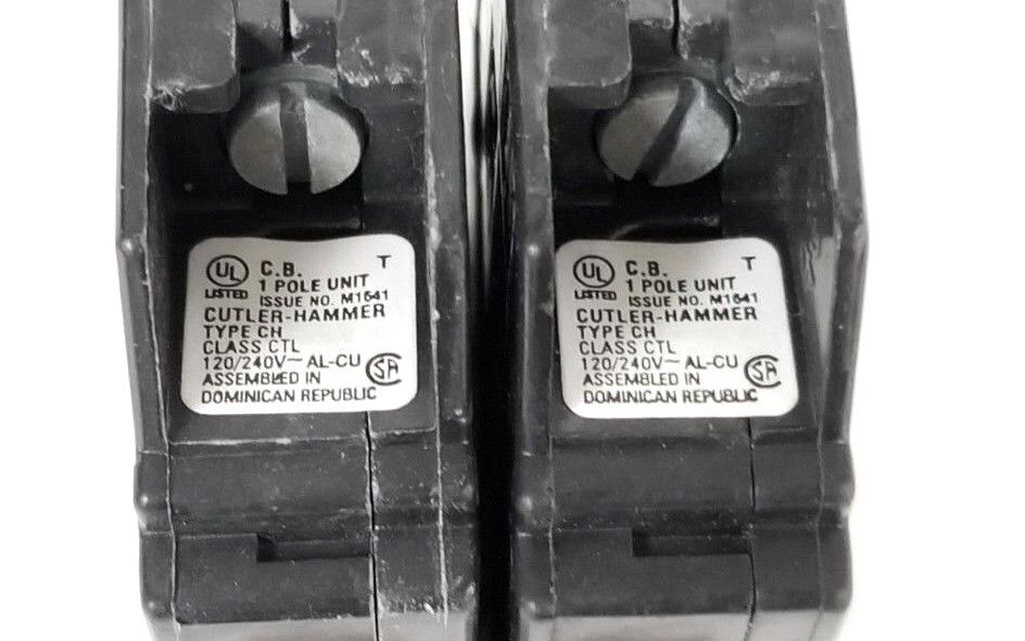 LOT OF 2 NEW CUTLER HAMMER CH115 CIRCUIT BREAKERS 15A 120/240V