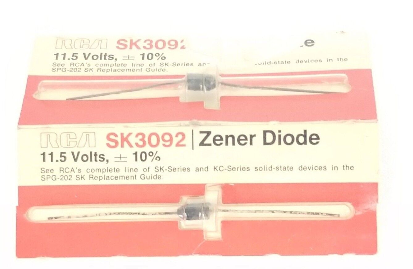 LOT OF 2 NEW RCA SK3092 ZENER DIODES, 11.5 VOLTS, +/- 10%