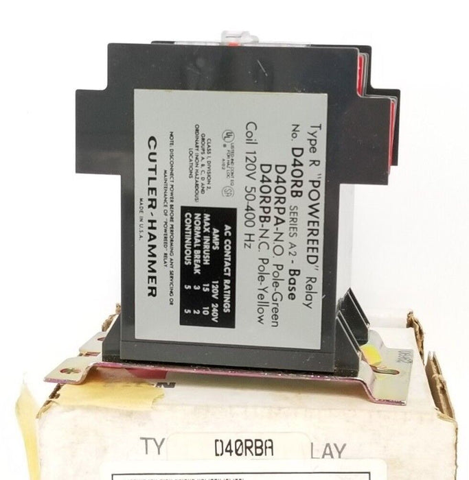 NIB EATON CUTLER-HAMMER D40RBA TYPE R POWEREED RELAY SER. A2, COIL: 120V