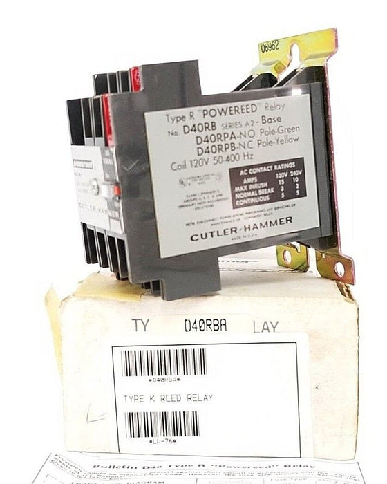 NIB EATON CUTLER-HAMMER D40RBA TYPE R POWEREED RELAY SER. A2, COIL: 120V