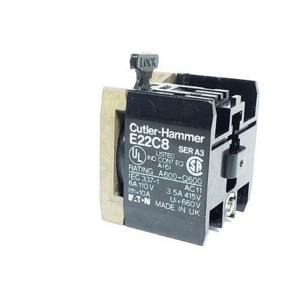 LOT OF 3 NIB EATON CUTLER-HAMMER E22C8 CONTACT BLOCKS SER. A3