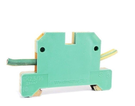 LOT OF 4 WEIDMULLER EK-2.5/35 TERMINAL BLOCKS 2.5 MM GREEN/YELLOW