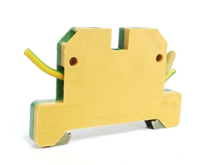LOT OF 4 WEIDMULLER EK-2.5/35 TERMINAL BLOCKS 2.5 MM GREEN/YELLOW