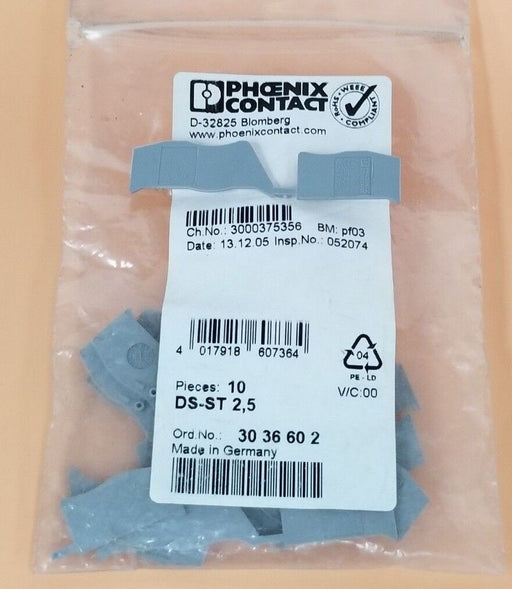 BAG OF 10 NEW PHOENIX CONTACT DS-ST 2,5 COVER SEGMENTS 3036602 DSST25