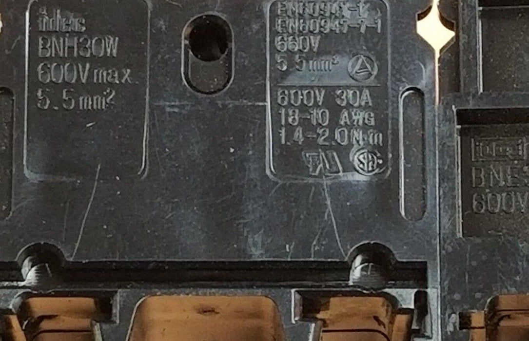 LOT OF 2 IDEC BNH30W TERMINAL BLOCKS 600V 30A