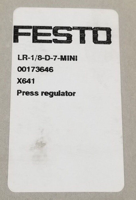 NIB FESTO ELECTRIC LR-1/8-D-7-MINI PRESSURE REGULATOR W/ MA-40-10-1/8 GAUGE