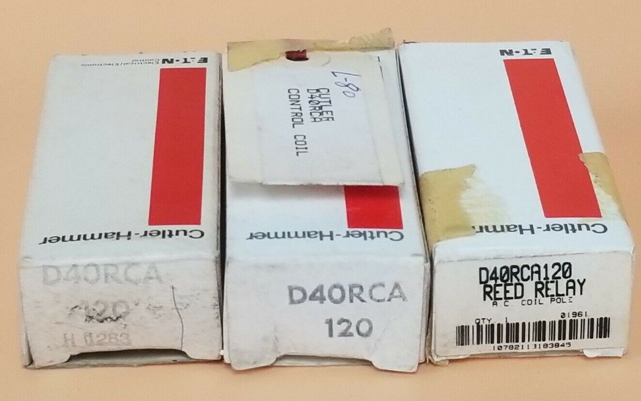 LOT OF 3 NIB CUTLER HAMMER D40RCA120 REED RELAY COILS 1P 120VAC