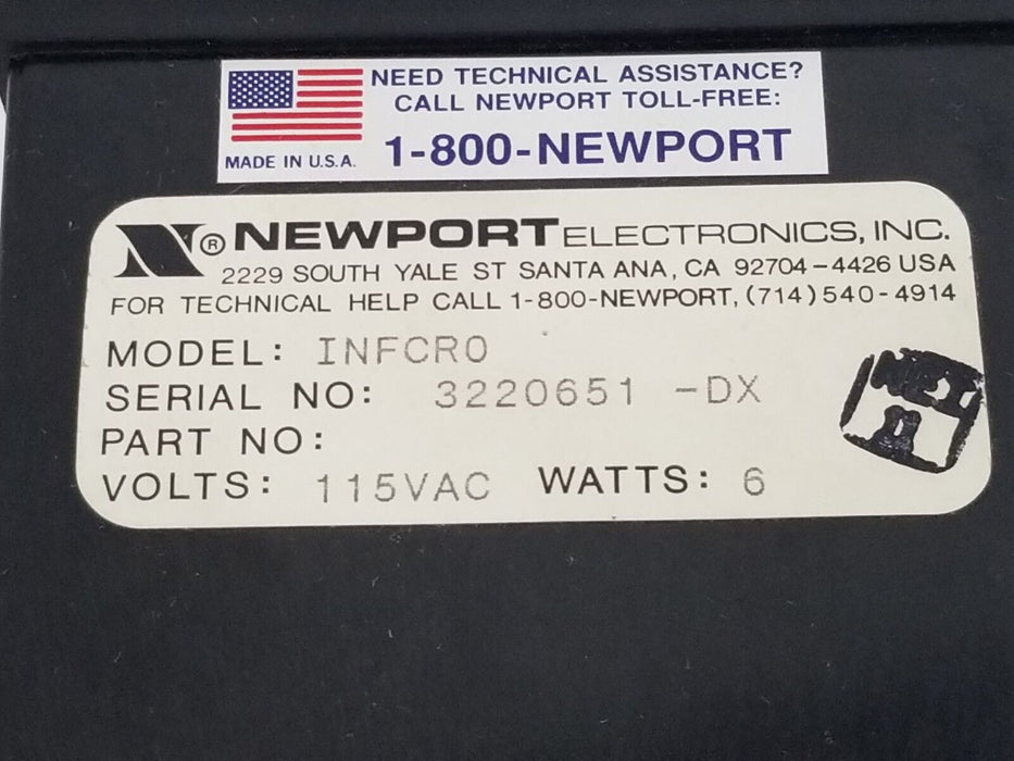 NEWPORT ELECTRONICS INFCR0 PANEL METER 115VAC, 6W, 11541PC-01 REV. A