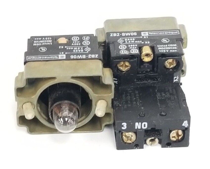 LOT OF 2 NEW TELEMECANIQUE ZB2-BW061 LIGHT MODULE ASSEMBLIES, ZB2BW061, ZB2-BE10