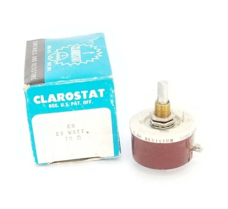 NIB CLAROSTAT CR25 RESISTOR 2.5AMP 1KOHMW THRUHOLE MOUNT 25W