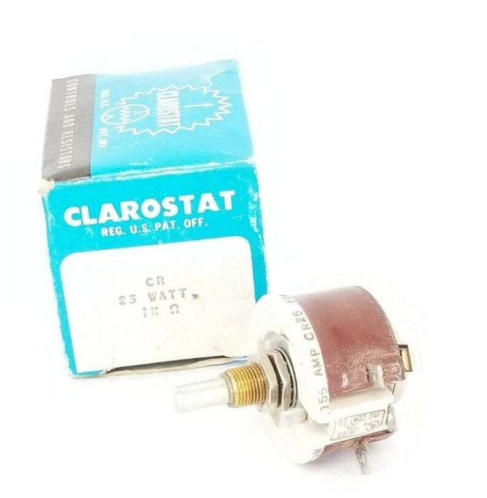 NIB CLAROSTAT CR25 RESISTOR 2.5AMP 1KOHMW THRUHOLE MOUNT 25W