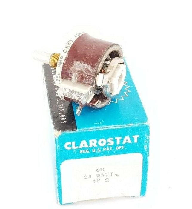 NIB CLAROSTAT CR25 RESISTOR 2.5AMP 1KOHMW THRUHOLE MOUNT 25W