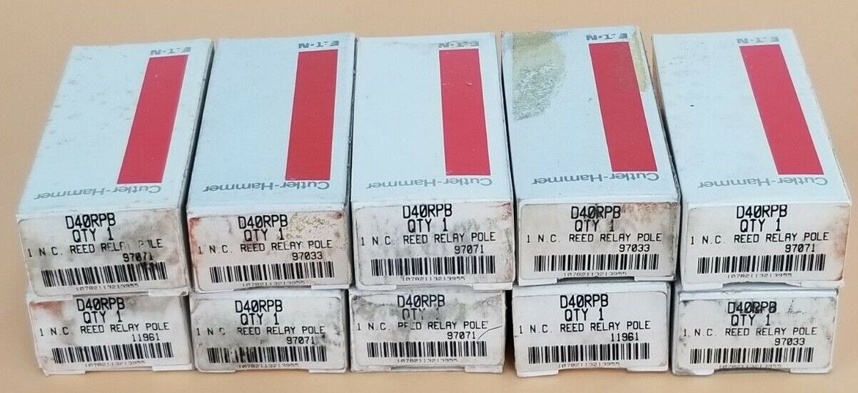 LOT OF 10 NIB EATON CUTLER HAMMER D40RPB REED RELAYS 1 N.C.