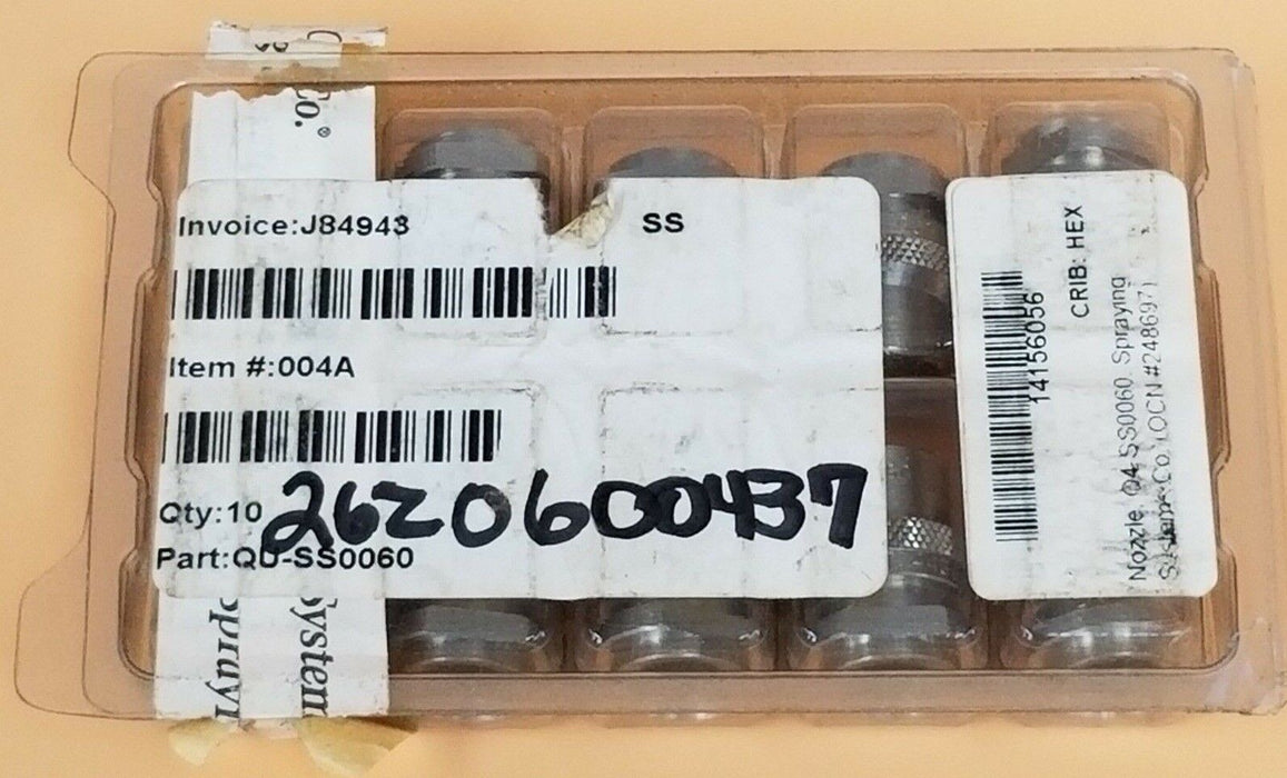 LOT OF 10 NEW SPRAYING SYSTEMS QU-SS0060 HEX NOZZLE TIPS QU-S0060