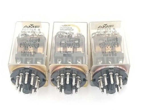 LOT OF 3 AMF POTTER & BRUMFIELD KA-4875-110V RELAYS KA-4875