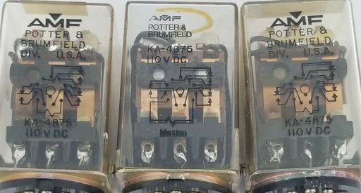 LOT OF 3 AMF POTTER & BRUMFIELD KA-4875-110V RELAYS KA-4875