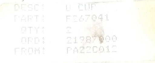 LOT OF 2 NEW GENERIC F267041 U CUP SEAL RINGS U237-01 , 2 IN. ID. 2-1/4 IN. OD.
