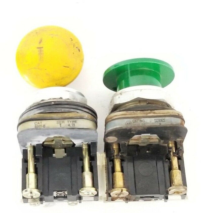 LOT OF 2 ALLEN BRADLEY PUSHBUTTONS 800T-D6 & 800T-D W/ 800T-XA & 800T-XD1