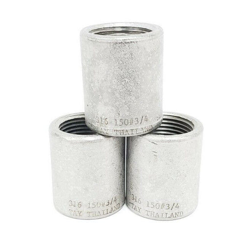 LOT OF 3 NEW GENERIC 316-150#-3/4 COUPLINGS, 316 STAINLESS STEEL, 150#, 3/4"
