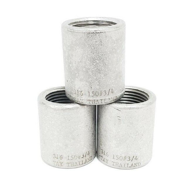 LOT OF 3 NEW GENERIC 316-150#-3/4 COUPLINGS, 316 STAINLESS STEEL, 150#, 3/4"