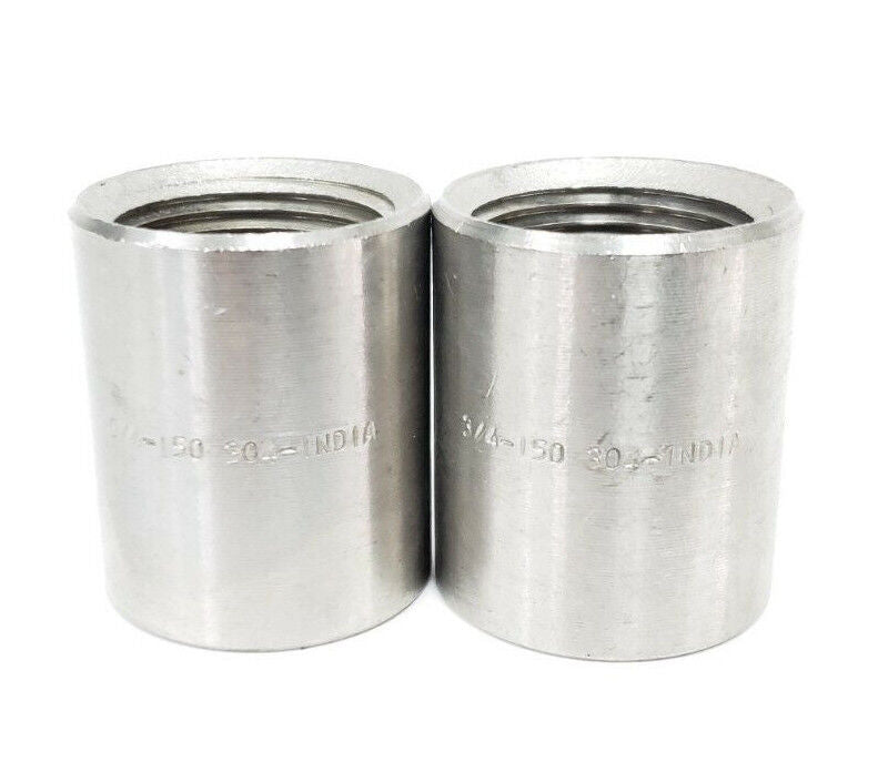 LOT OF 2 NEW GENERIC 3/4-150-304 COUPLINGS, 3/4", 150#, 304 STAINLESS STEEL