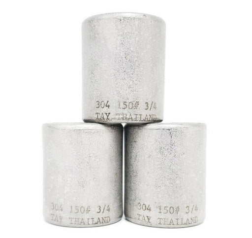LOT OF 3 NEW GENERIC 304-150#-3/4 COUPLINGS, 304 STAINLESS STEEL, 150#, 3/4"