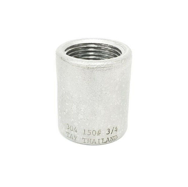 LOT OF 3 NEW GENERIC 304-150#-3/4 COUPLINGS, 304 STAINLESS STEEL, 150#, 3/4"