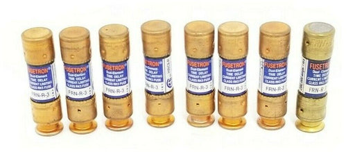 LOT OF 8 BUSSMANN FRN-R-3 FUSETRON DUAL-ELEMENT CLASS RK5 FUSES 250V, 3AMP