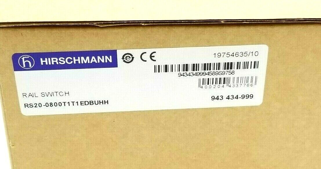 NEW F/S HIRSCHMANN RS20 8-PORT ETHERNET SWITCH RS20-0800T1T1EDBUHH / 943-434-999