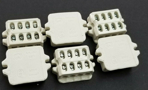 LOT OF 6 NEW GENERIC ART.-NR. 5611 CERAMIC TERMINAL BLOCKS 500V 4mm2