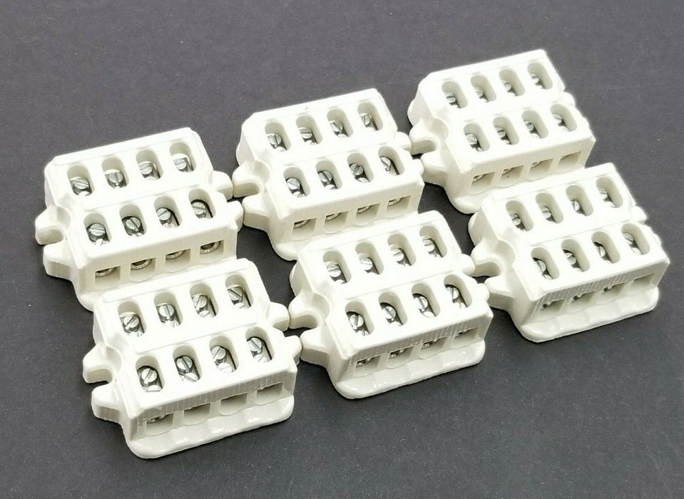 LOT OF 6 NEW GENERIC ART.-NR. 5611 CERAMIC TERMINAL BLOCKS 500V 4mm2
