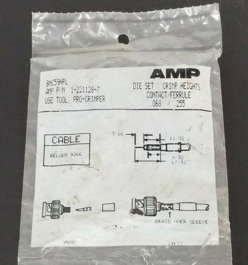 NEW AMP 1-221128-7 DIE SET : CRIMP HEIGHTS CONTACT/FERRULE .068 X .255