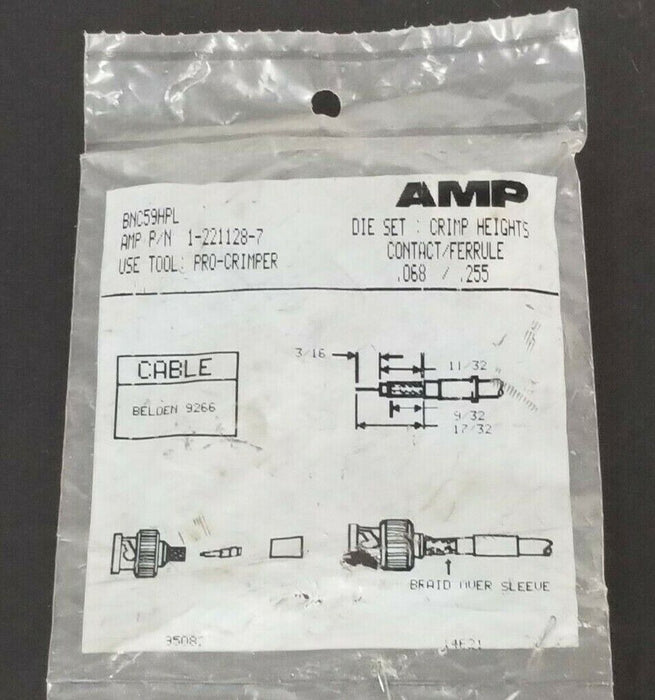 NEW AMP 1-221128-7 DIE SET : CRIMP HEIGHTS CONTACT/FERRULE .068 X .255