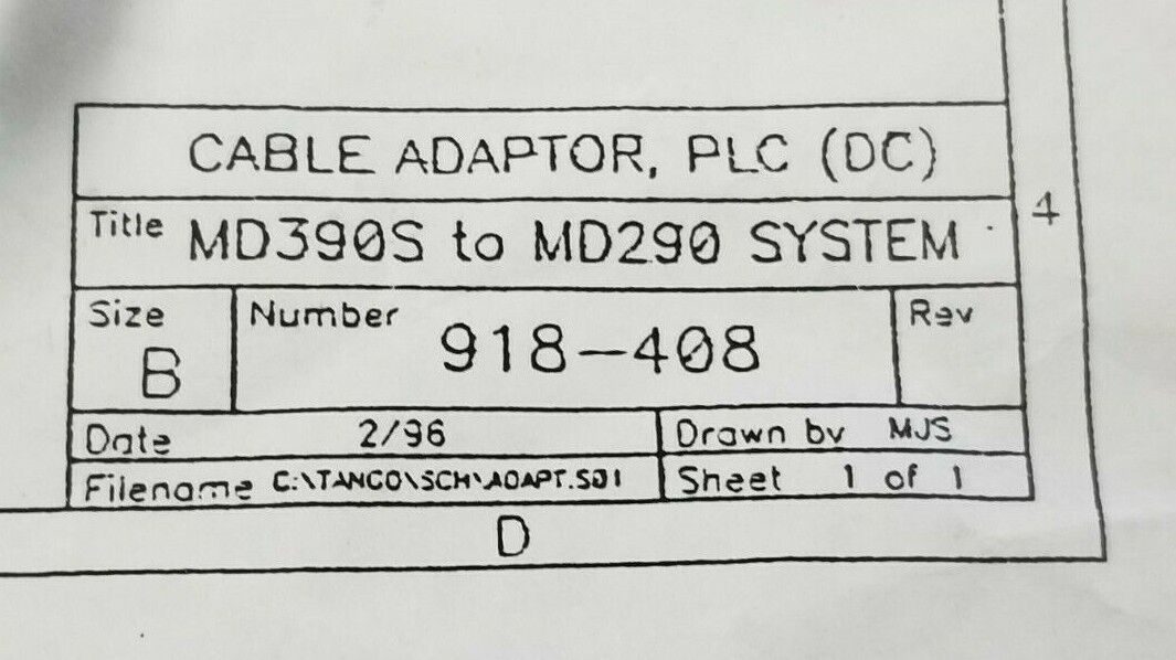 NEW GENERIC 918-408 PLC CABLE ADAPTER MD390 TO MD290 SIZE: B W/ 206043-3 E118830