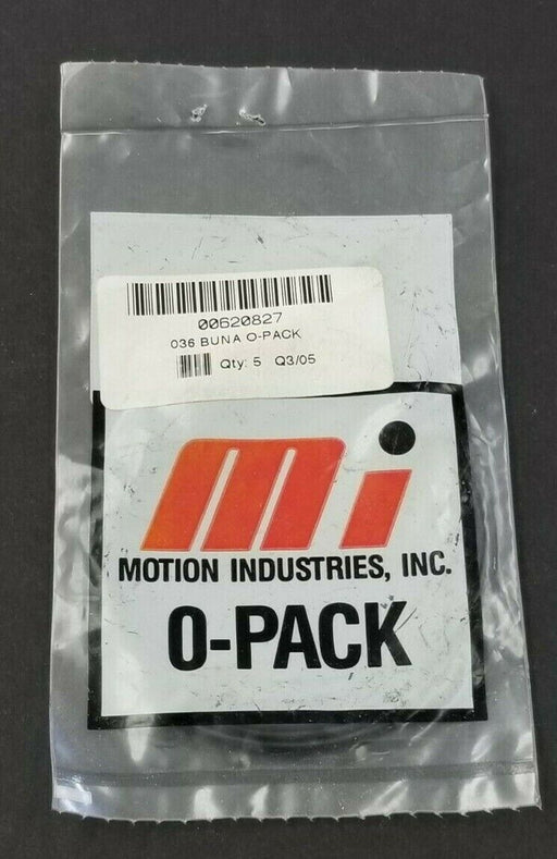 NEW BAG OF 5 MOTION INDUSTRIES 036 BUNA O-RINGS 2-3/8" ID 2-1/2" OD 1/16" W