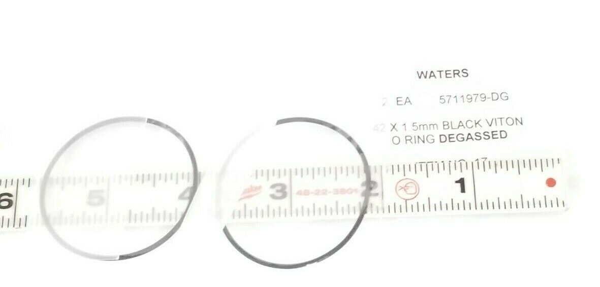 LOT OF 2 NEW WATERS 5711979-DG 42X1.56MM BLACK VITON O-RINGS DEGASSED