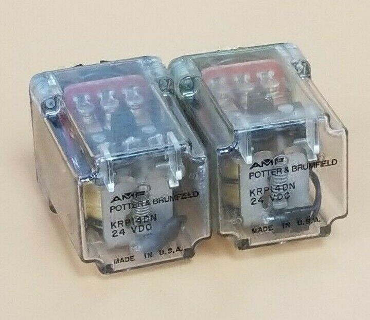 LOT OF 2 POTTER & BRUMFIELD KRP14DN RELAYS 906 3 PDT, 10A. 24VDC, KRP14DN24VDC