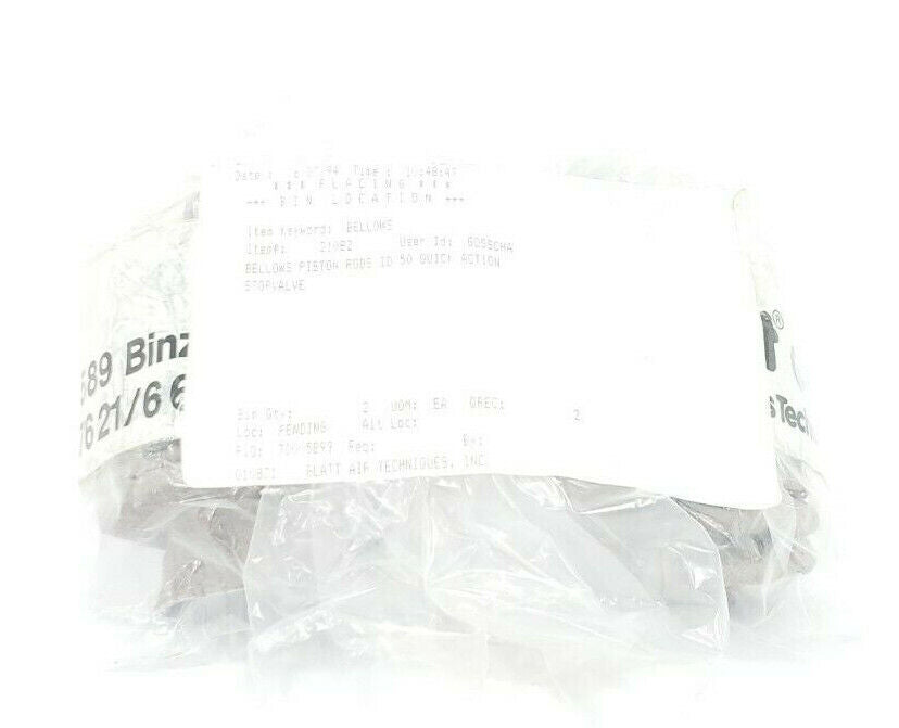 LOT OF 2 NEW GLATT AIR 21082 BELLOWS PISTON RODS ID 50 QUICK ACTION STOPVALVE