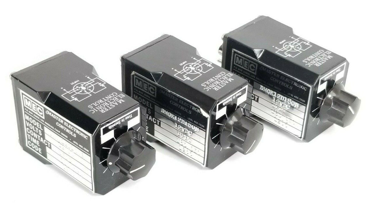 LOT OF 3 MEC MASTER ELECTRONIC CONTROLS DMOK12D180B TIME DELAY RELAYS 12VDC