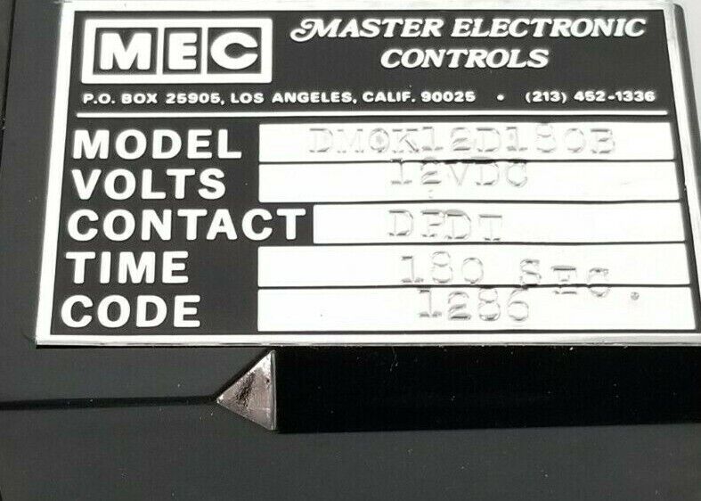 LOT OF 3 MEC MASTER ELECTRONIC CONTROLS DMOK12D180B TIME DELAY RELAYS 12VDC
