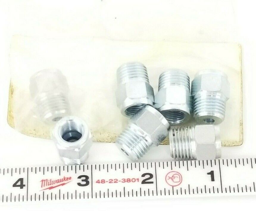 LOT OF 7 NEW OMV 018045241 CONNECTORS 03.206.0 1/4'' IN. THREAD OUT 1/8'' IN. IN