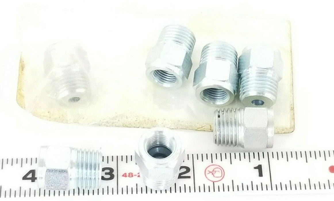 LOT OF 7 NEW OMV 018045241 CONNECTORS 03.206.0 1/4'' IN. THREAD OUT 1/8'' IN. IN