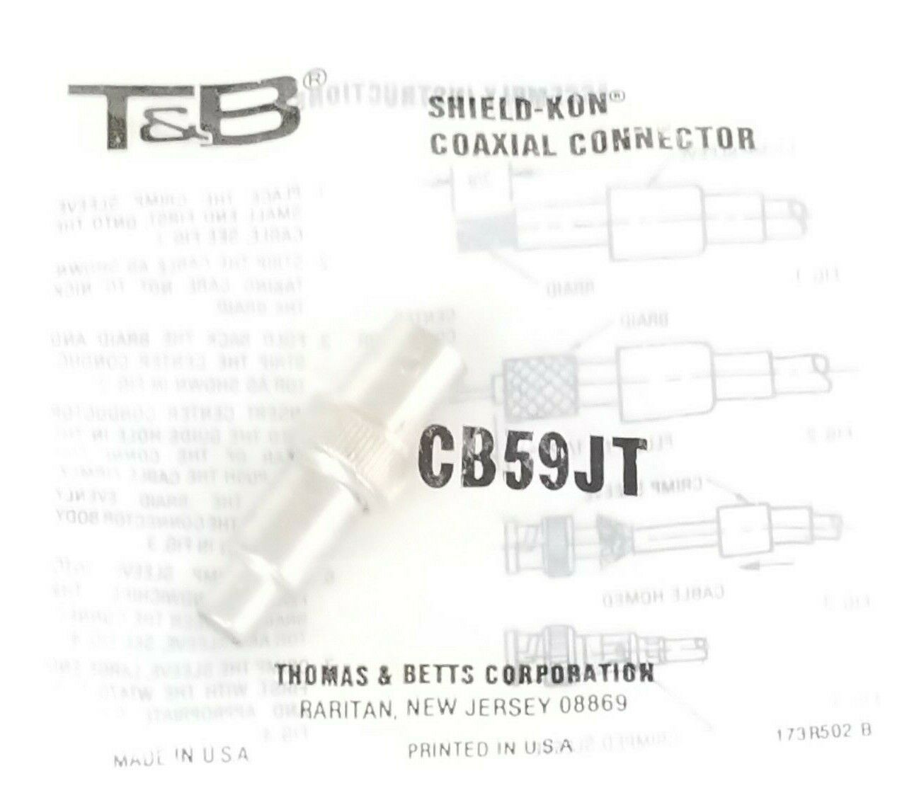 NEW T&B CB59JT SHIELD-KON COAXIAL CONNECTOR