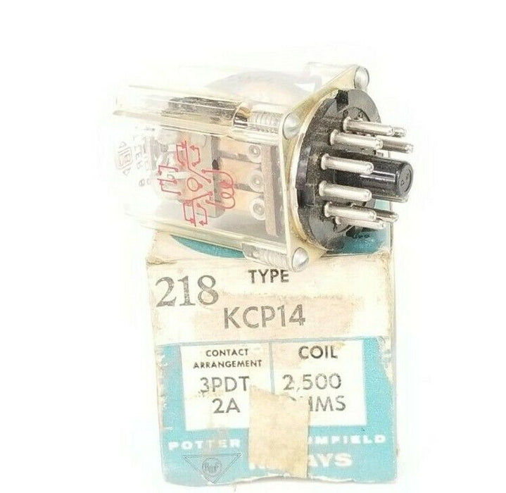 POTTER & BRUMFIELD KCP14 RELAY TYPE 218, 3PDT, 2A, COIL: 2,500 OHMS, KCP14-2500