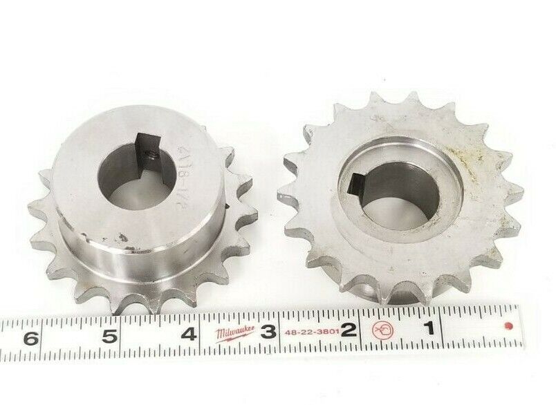 LOT OF 2 AVE INDUSTRIES Z\18-1/2 SPROCKETS 18-TOOTH 1'' IN. KEYED BORE Z1812