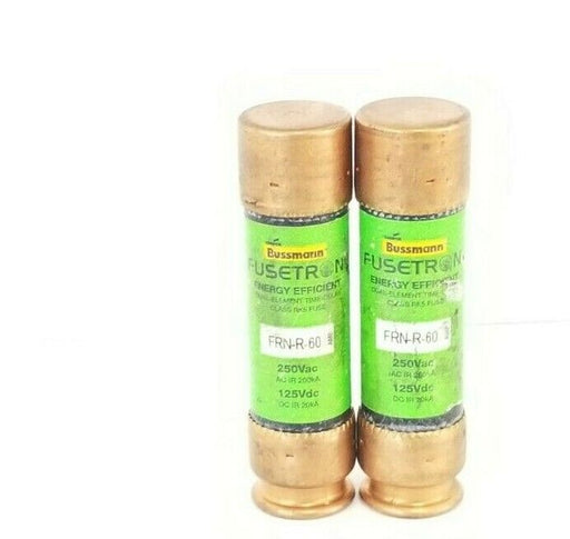 LOT OF 2 COOPER BUSSMANN FRN-R-60 FUSETRON FUSES 60AMP, 250VAC