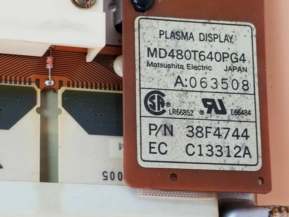 MATSUSHITA ELECTRIC MD480T640PG4 PLASMA DISPLAY 38F4744 W/ M480T640HB03C-1 BOARD
