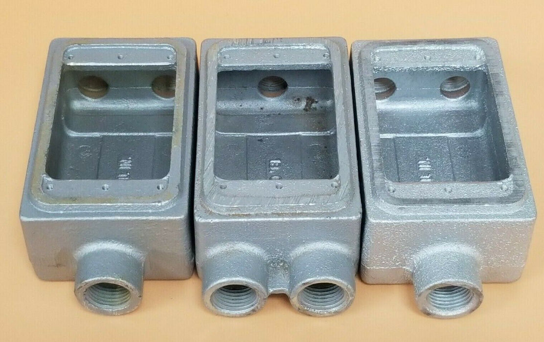LOT OF 3 NEW APPLETON FSCC-1 CONDUIT BOXES FS UNILETS 1/2 IN. TYPE CC 18 CU. IN.
