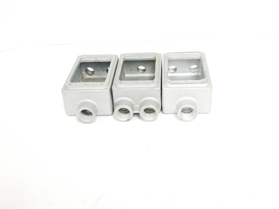 LOT OF 3 NEW APPLETON FSCC-1 CONDUIT BOXES FS UNILETS 1/2 IN. TYPE CC 18 CU. IN.